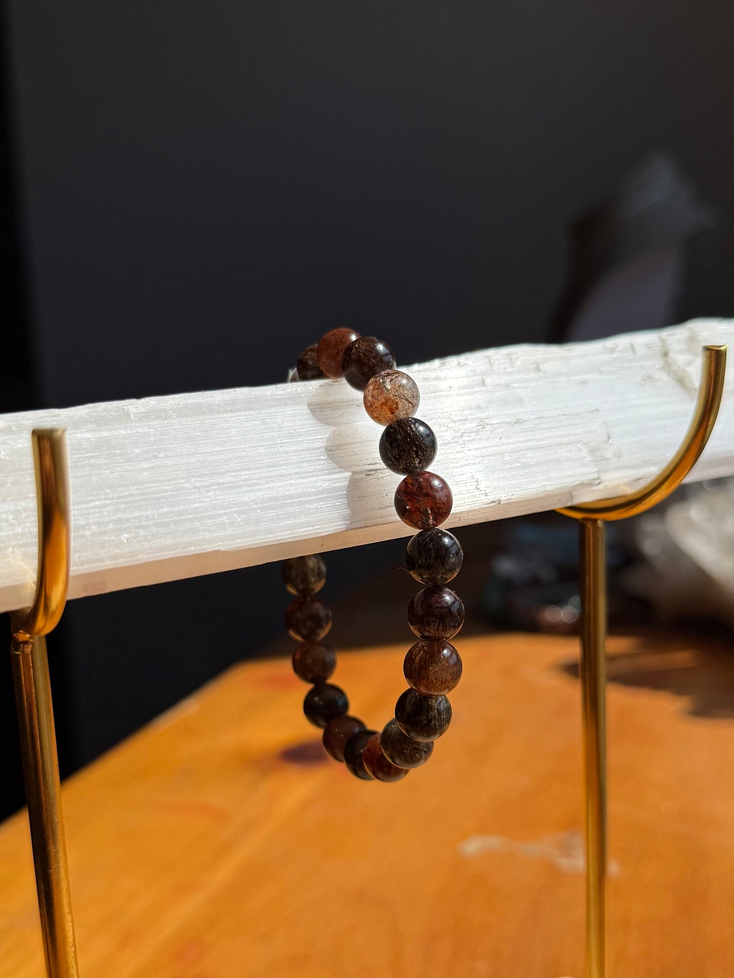 Black gold super 7 beaded 8mm bracelet RARE