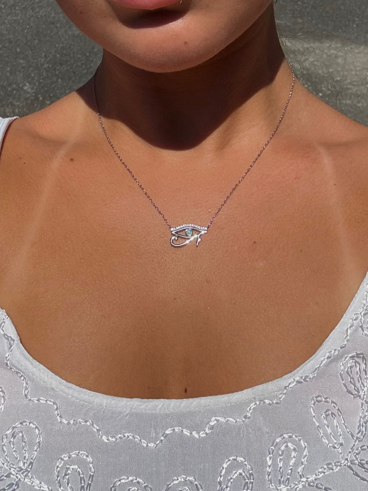 Natural Opal Eye of Horus Necklace