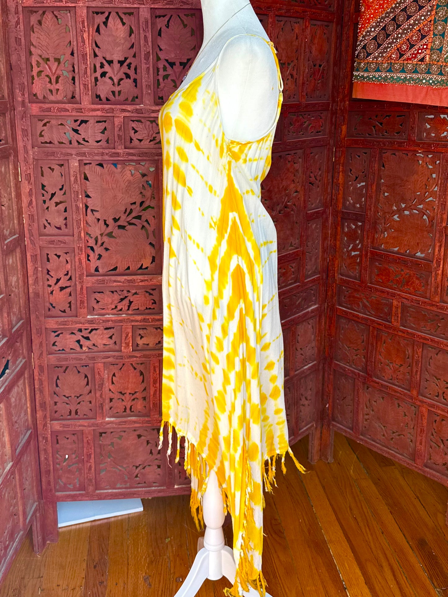 Golden Glow Fringe Dress