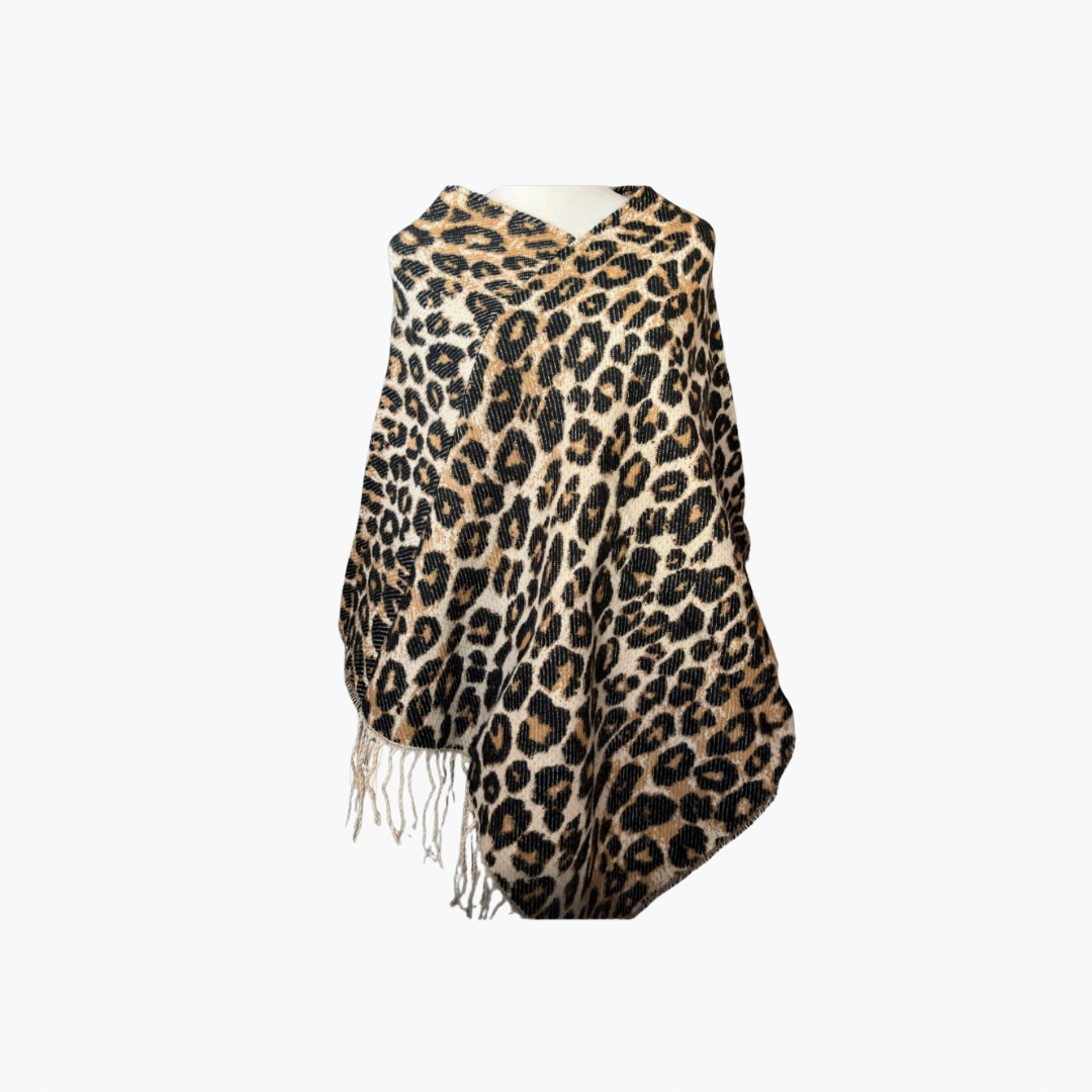 Leopard Print Poncho Shawl.