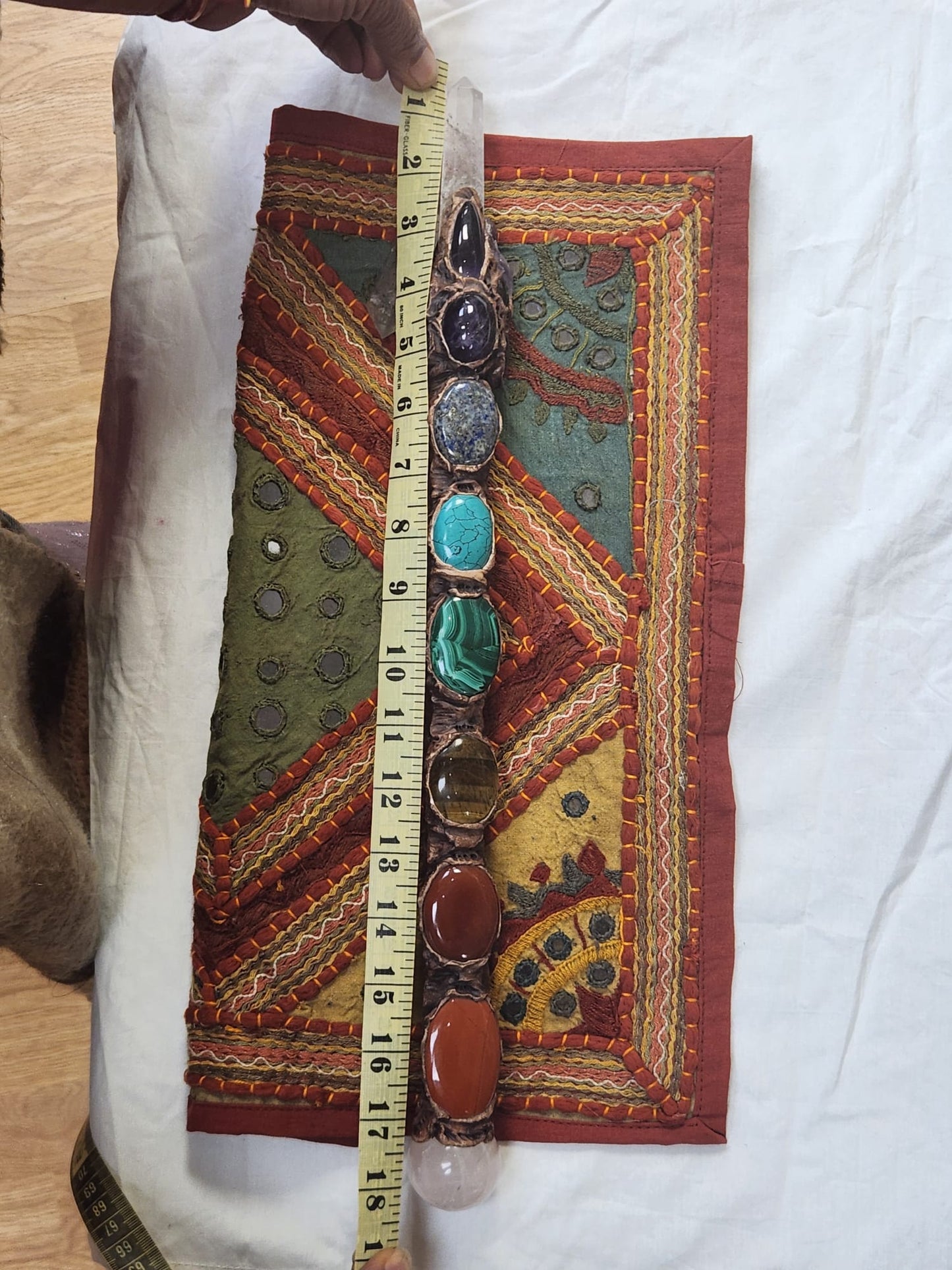 Chakra Healing Energy Wand with Genuine Natural Crystals Handmade