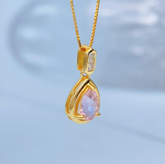 Pink Tourmaline Teardrop Gold Vermeil Pendant — gold vermeil supplier photograph 8638