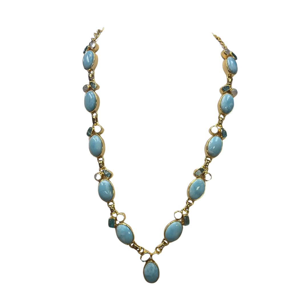 Larimar gold vermeil necklace