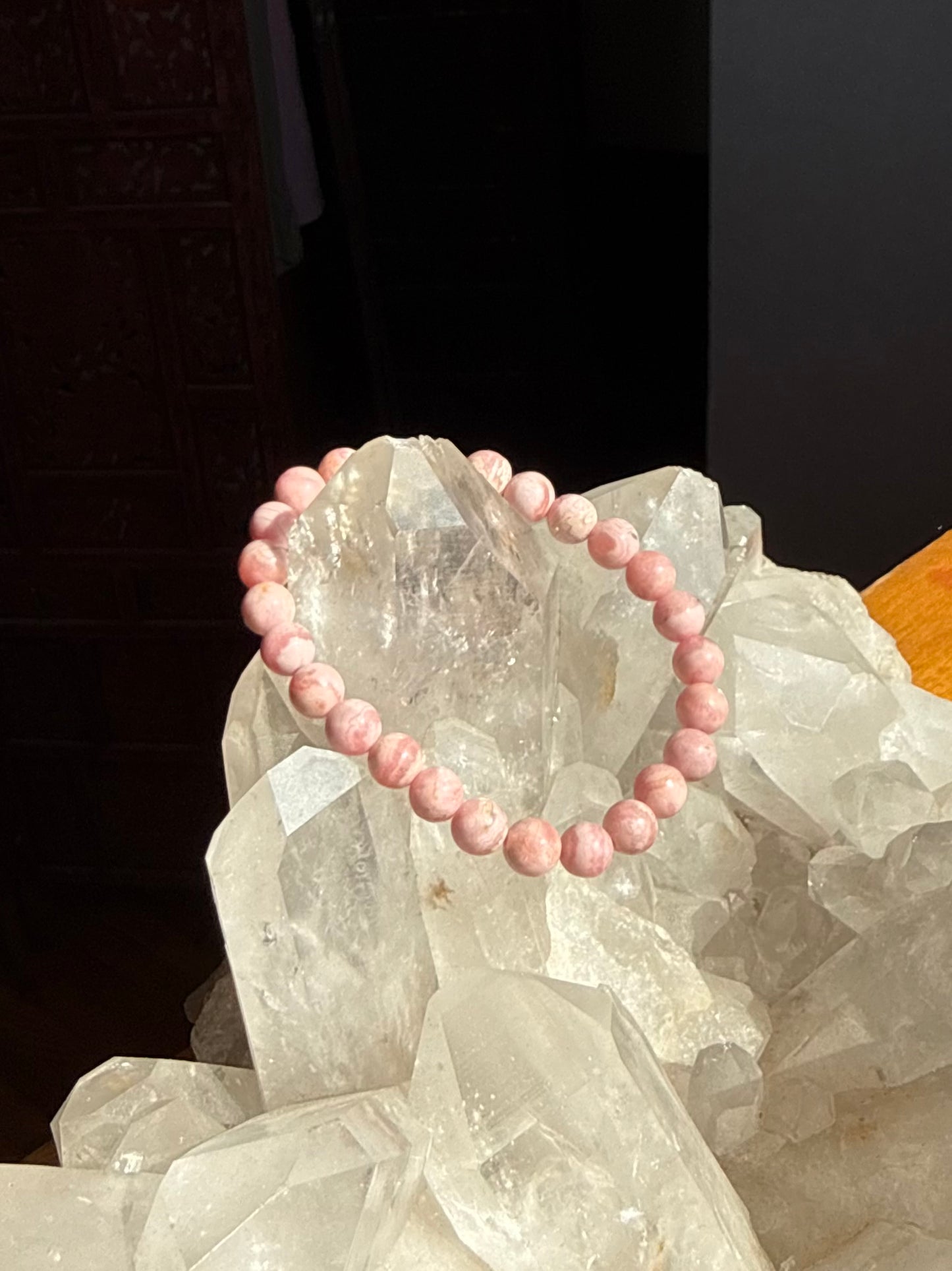 Rhodocrosite beaded bracelet 7mm