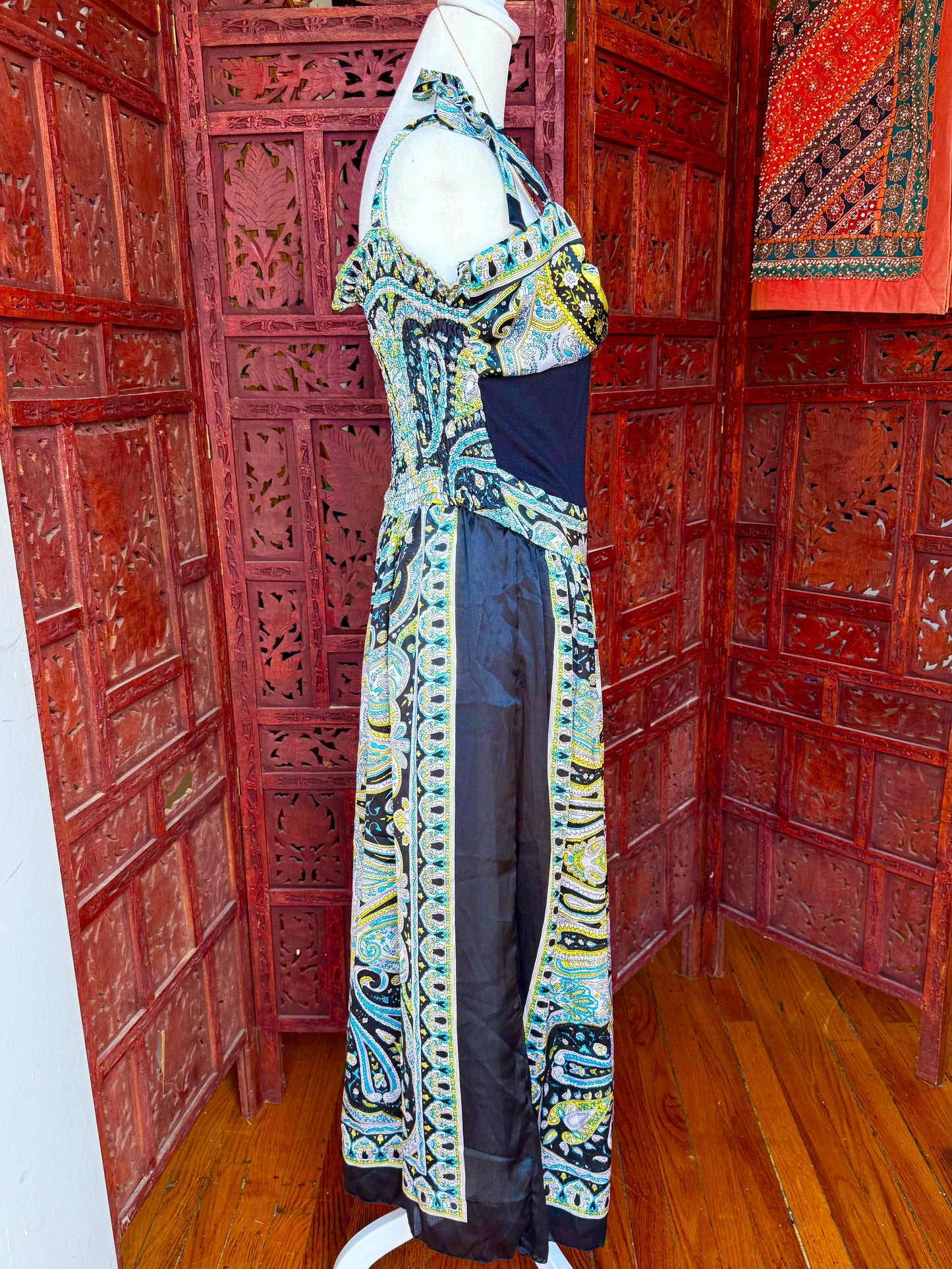 Blue and Yellow Maxi Dress