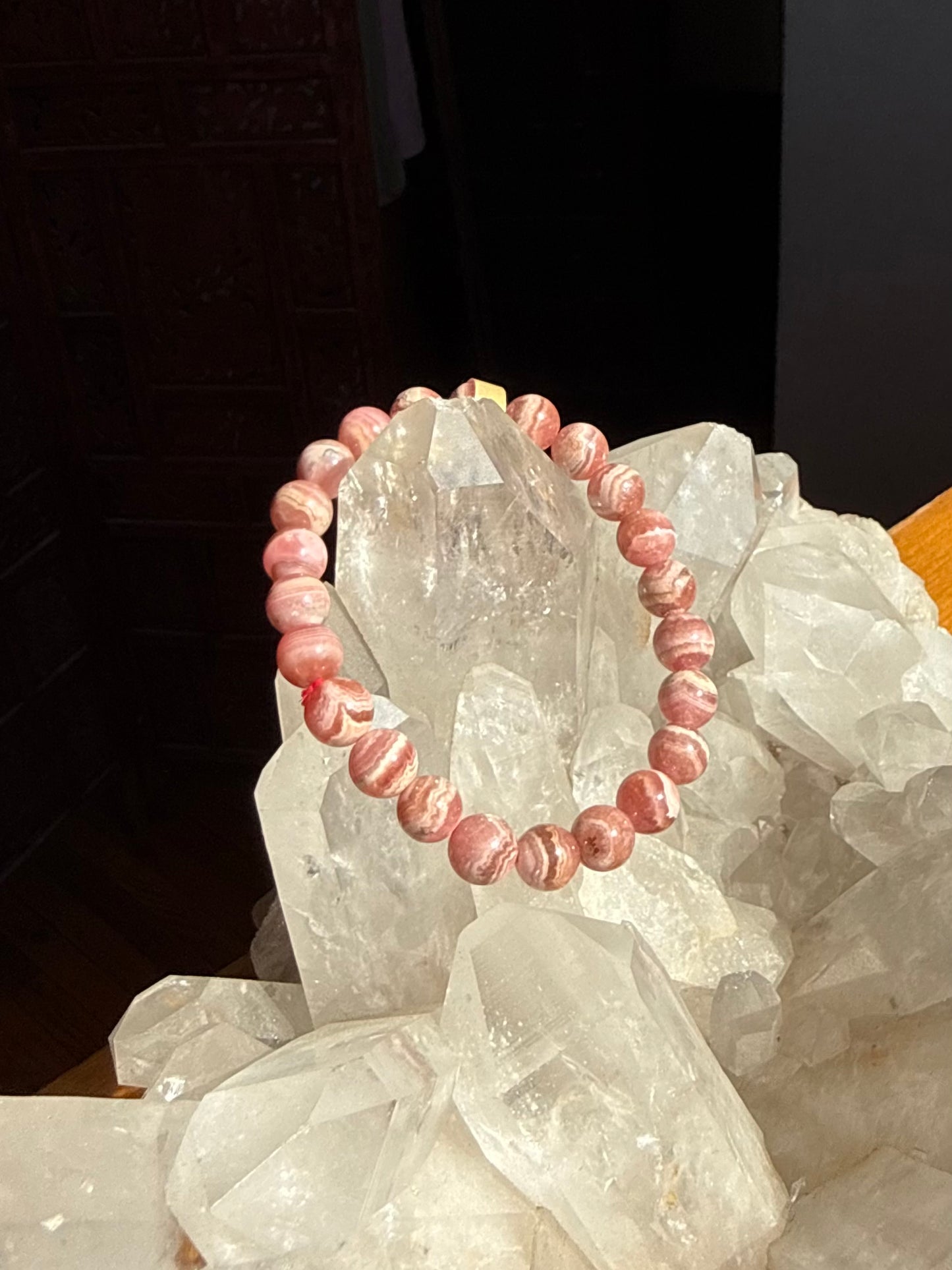 Rhodochrosite Beaded Bracelet 8mm Argentina Quality