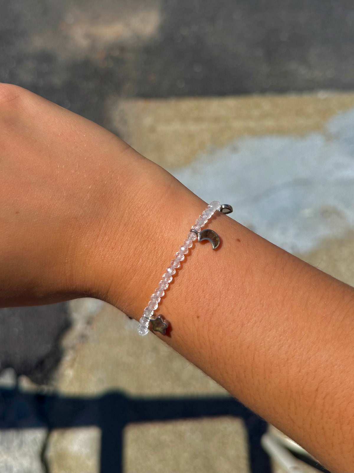 Clear Quartz Bracelet with Labradorite Charms - alternate view 2