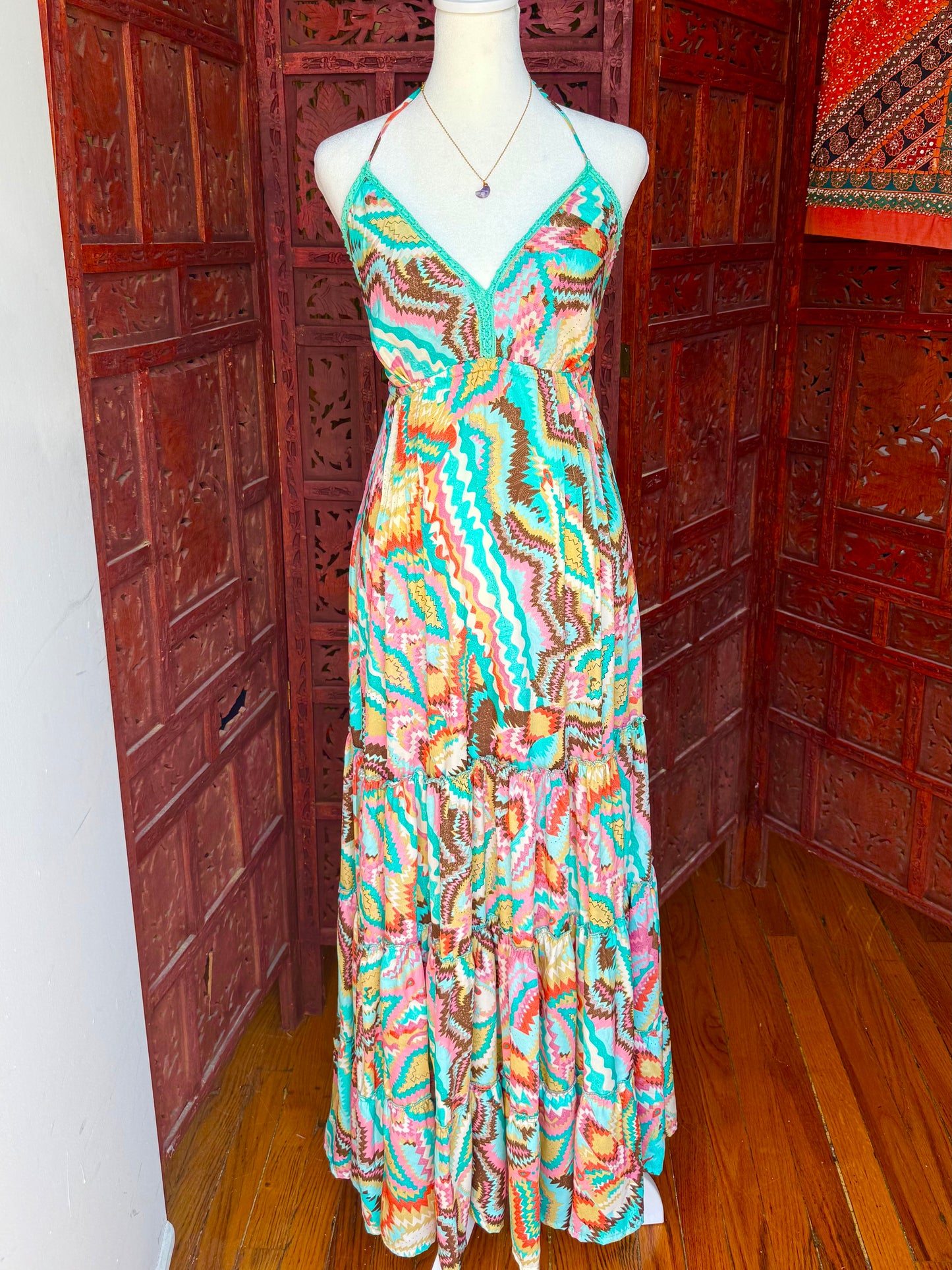 Desert Lagoon Halter Maxi Dress