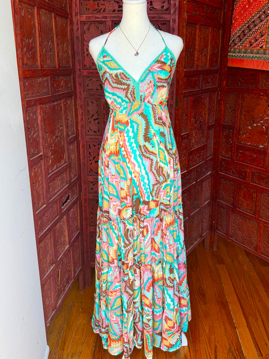 Desert Lagoon Halter Maxi Dress
