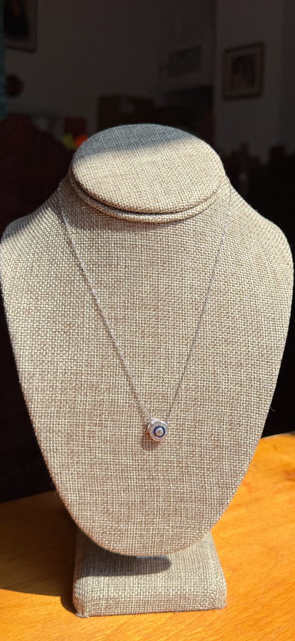 Evil Eye Dainty Sterling Silver Necklace adjustable