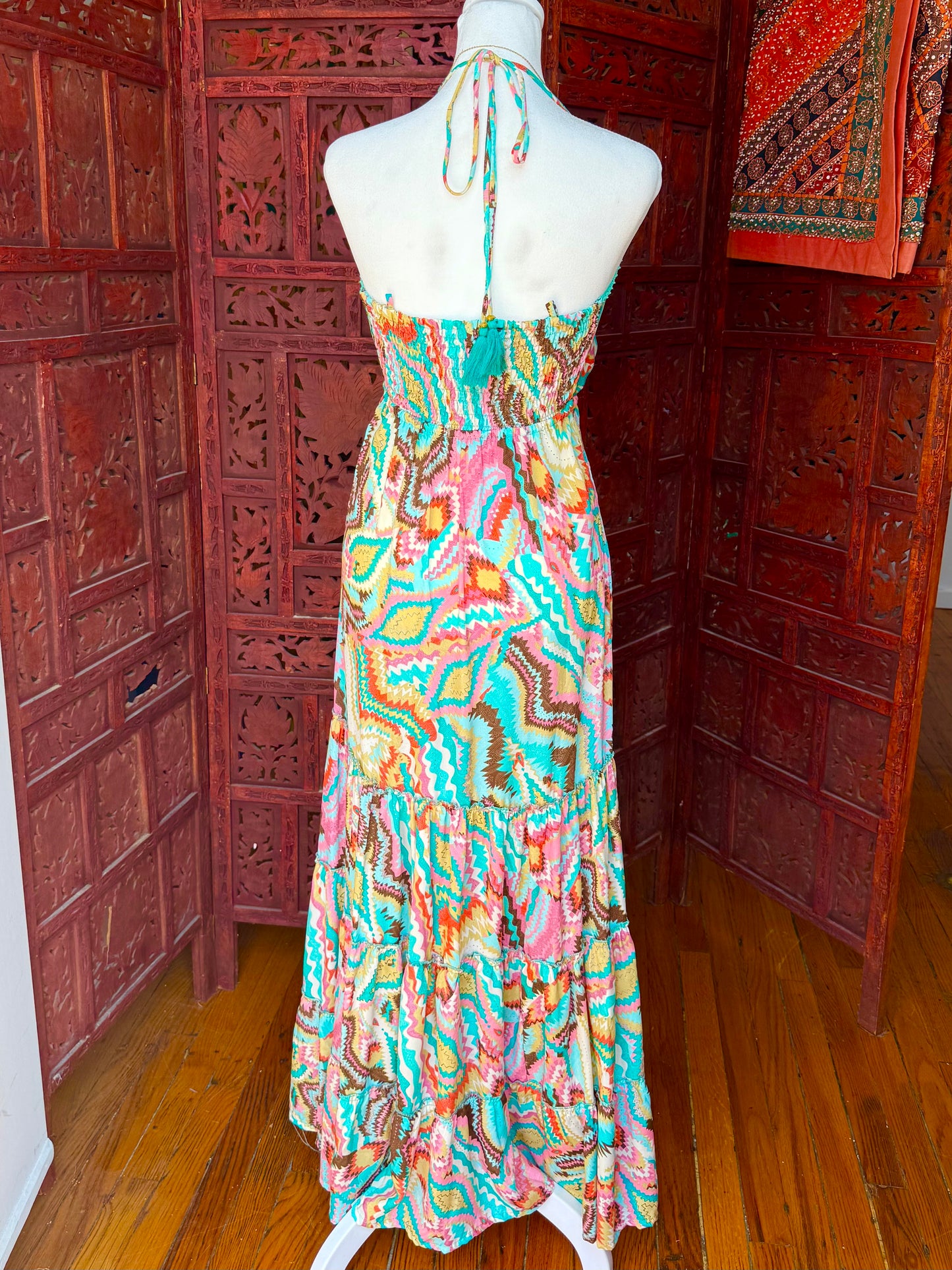 Desert Lagoon Halter Maxi Dress