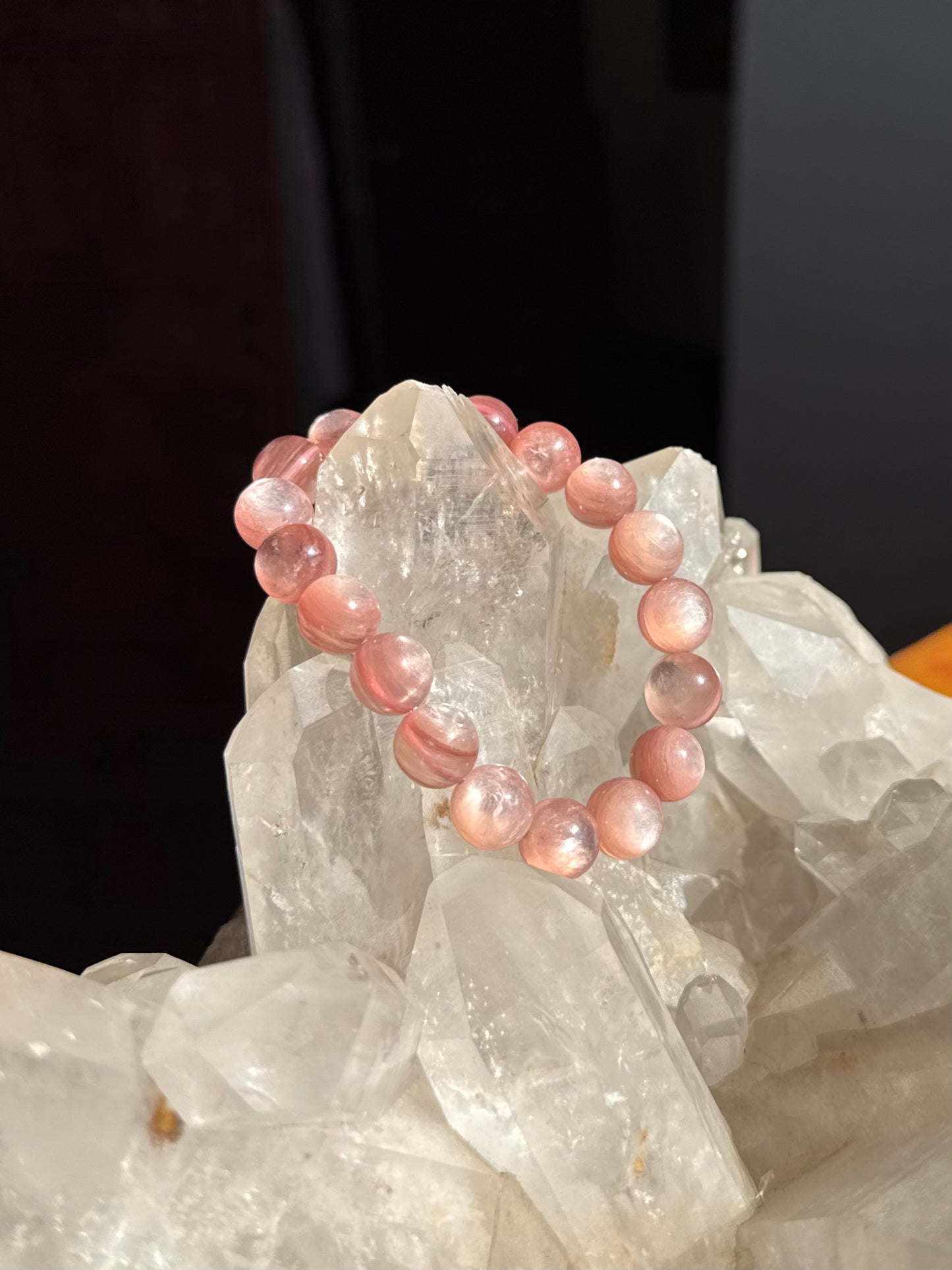 Pink Lepidolite bracelet Rare 9mm