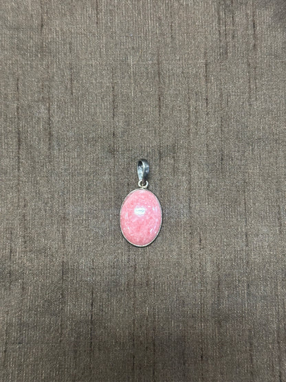 Deep Pink Rhodochrosite Sterling Silver Pendant - alternate view 4