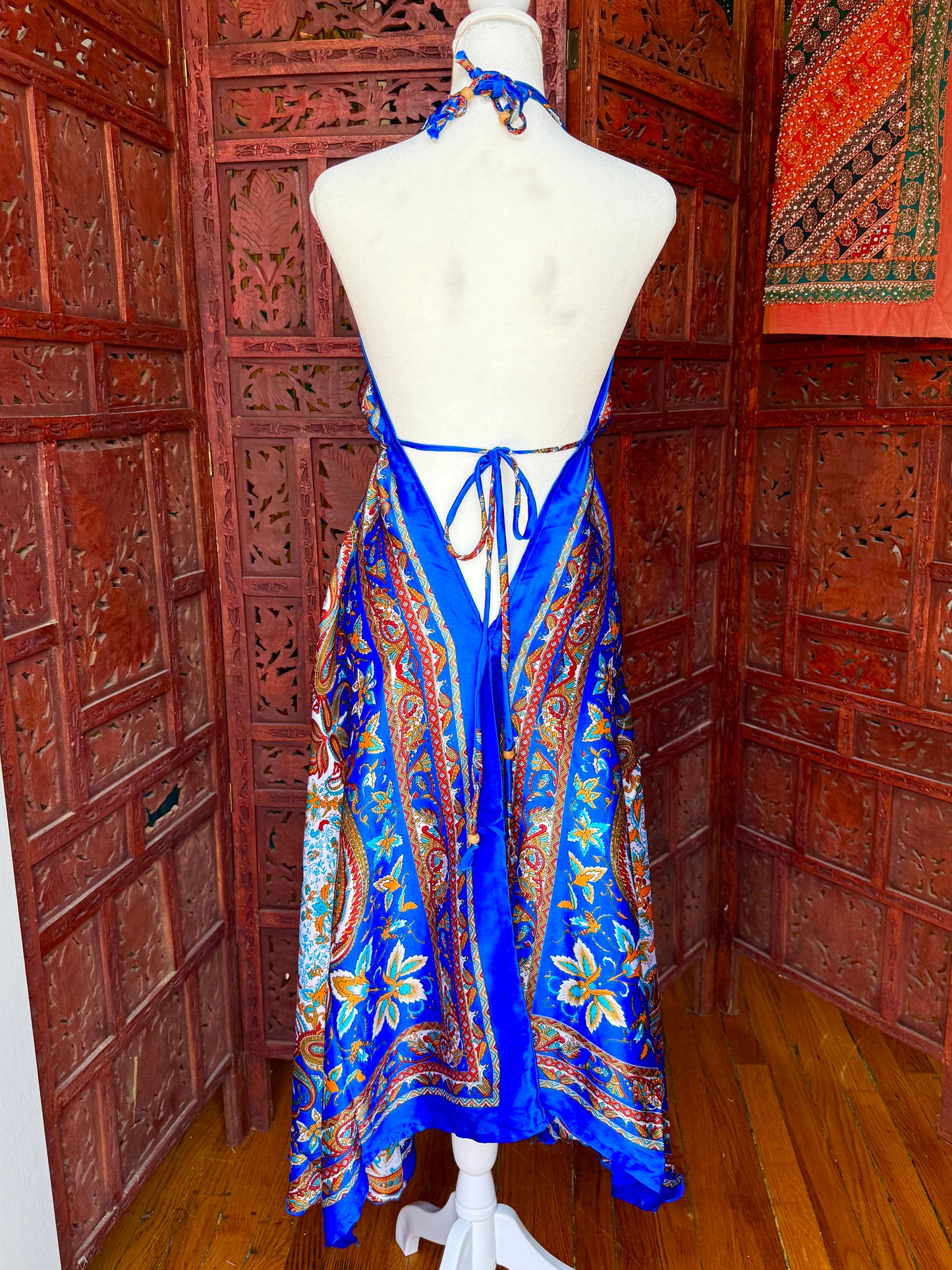 Royal Blue Paisley Halter Maxi Dress