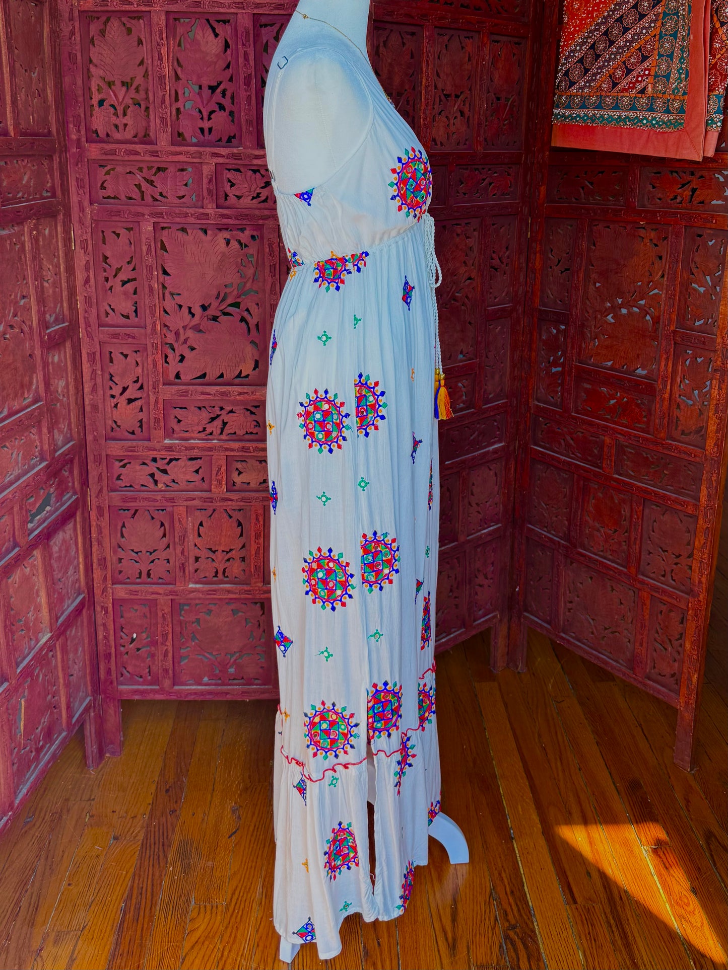 Bohemian Mosaic Embroidered Maxi Dress
