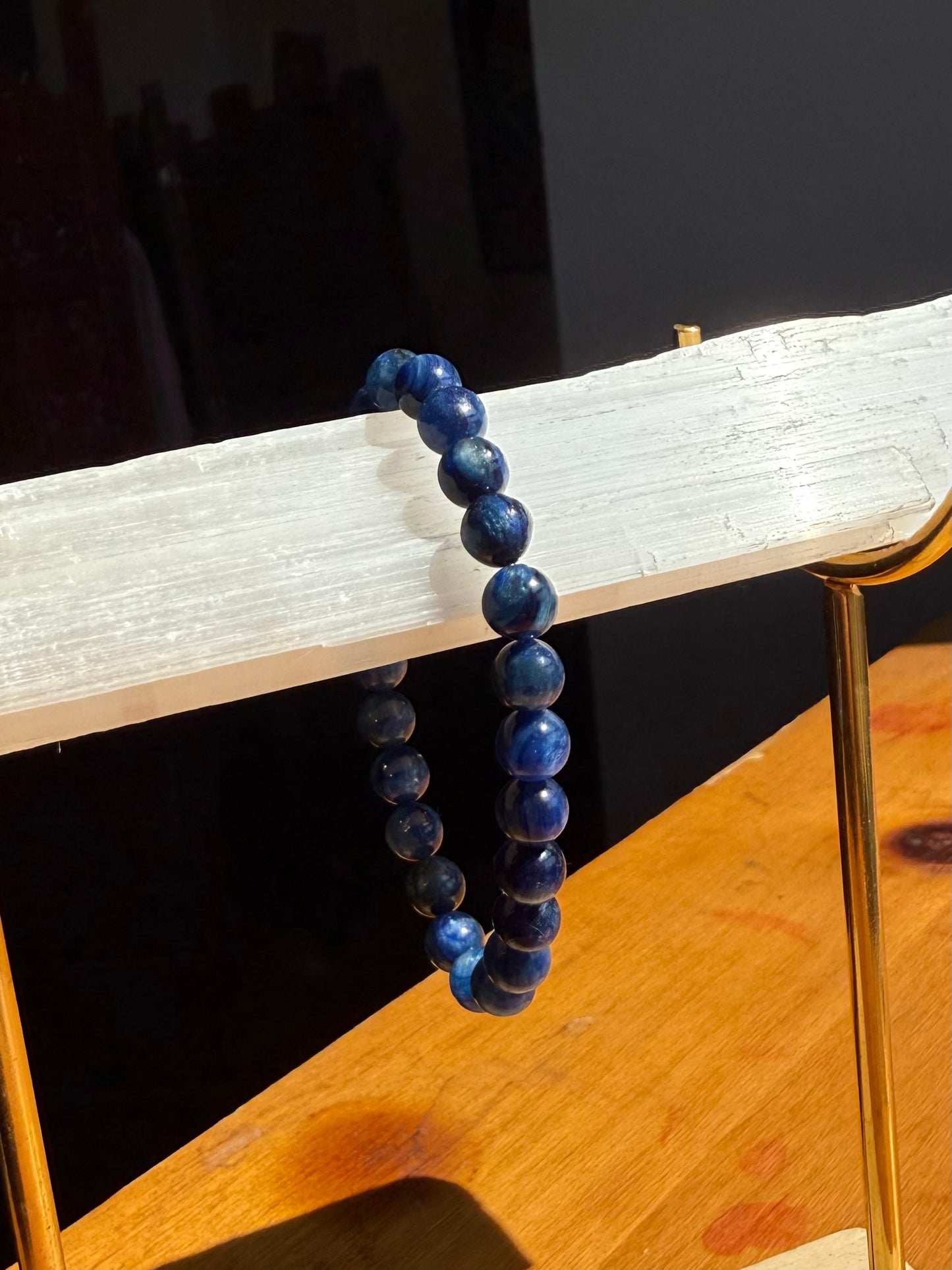 Blue Kyanite Beaded Bracelet High Quality