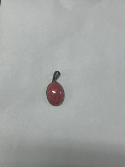 Deep Pink Rhodochrosite Sterling Silver Pendant - alternate view 2