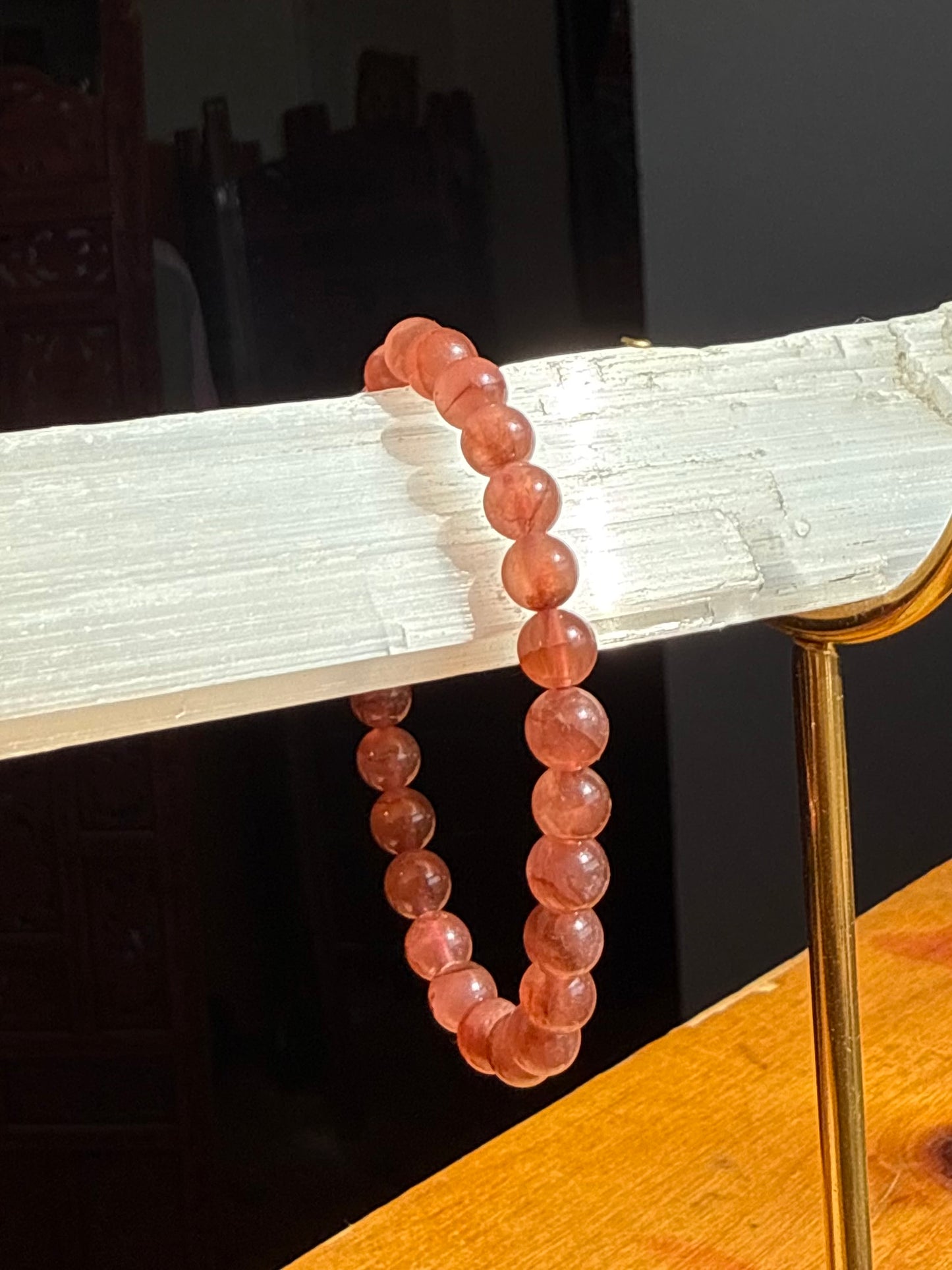 Rhodochrosite Beaded Bracelet 6mm High Quality