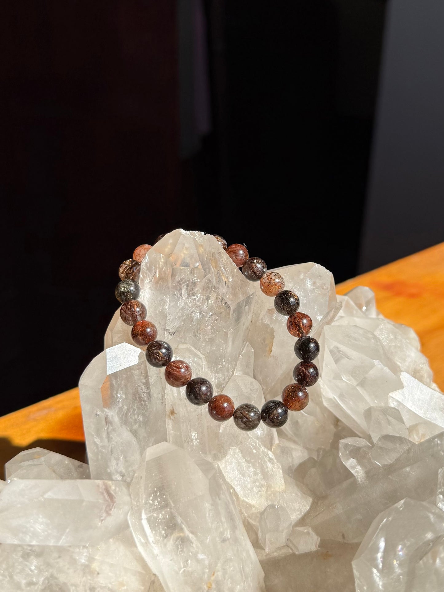 Black gold super 7 beaded 8mm bracelet RARE