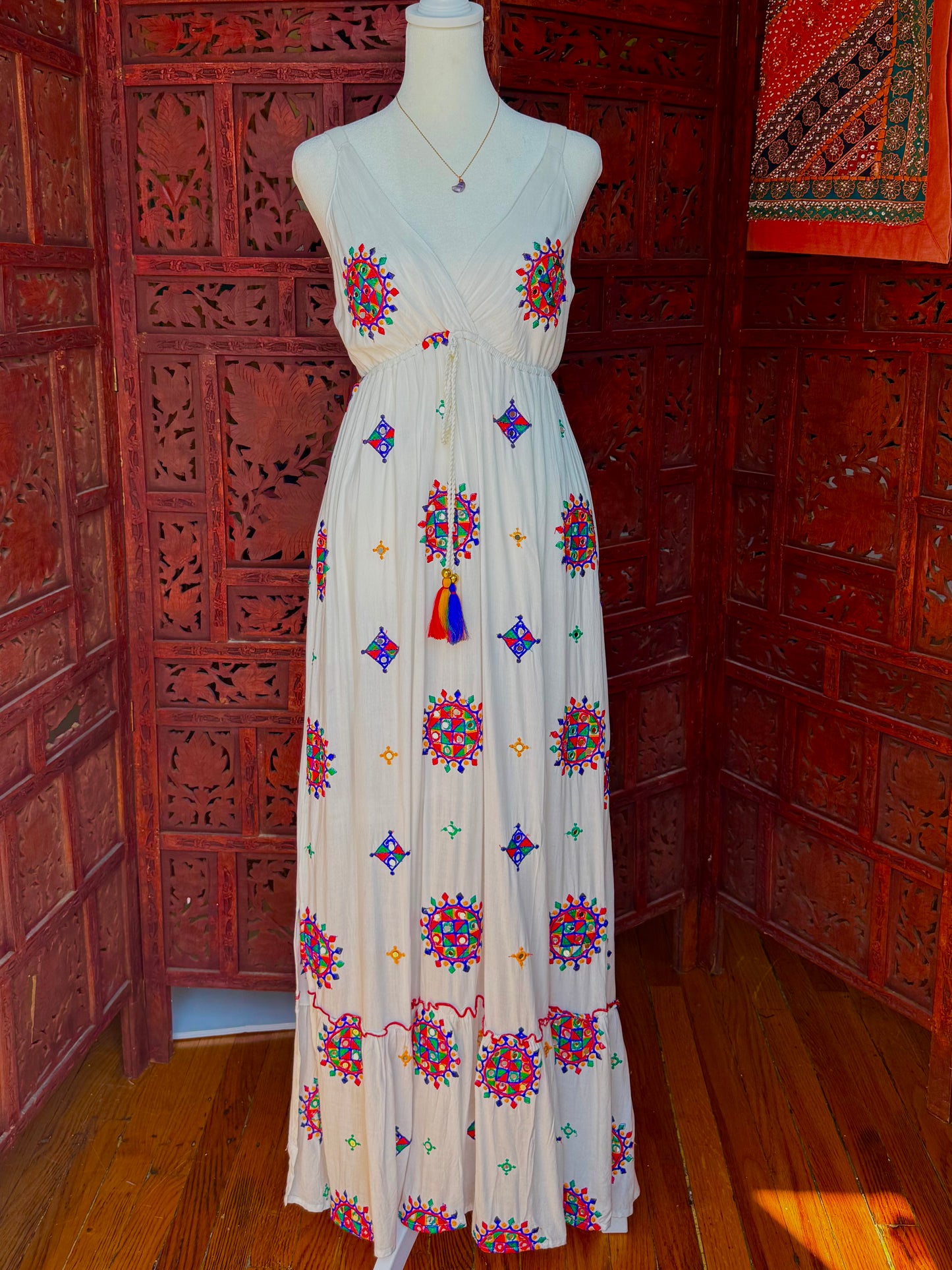 Bohemian Mosaic Embroidered Maxi Dress