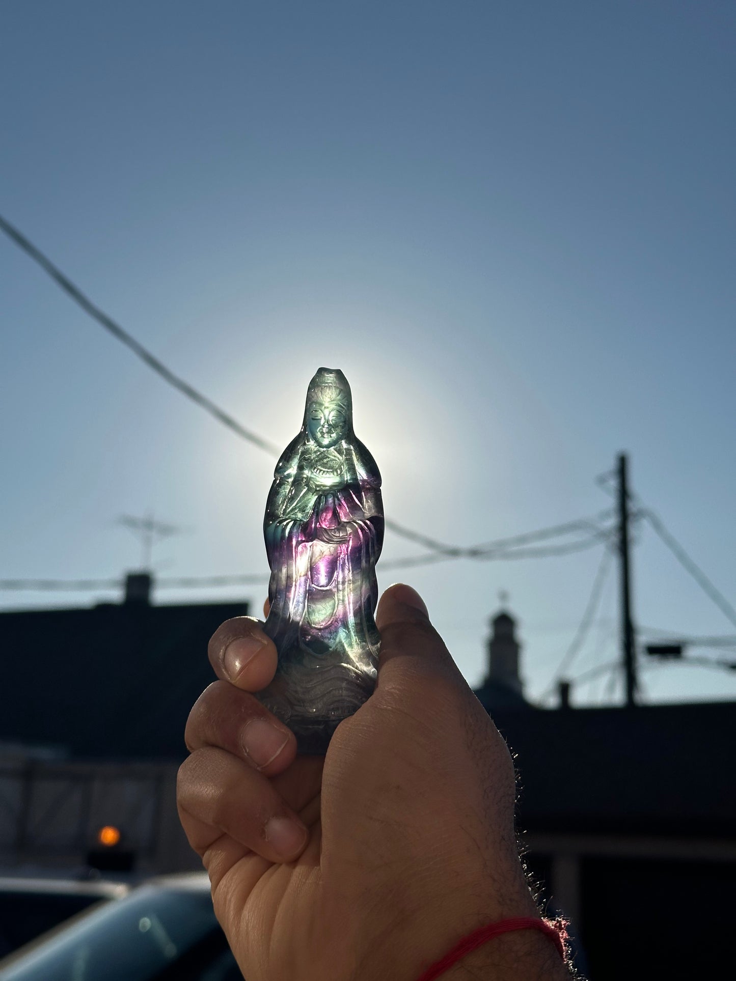 Guan yin (kuan yin) statue fluorite