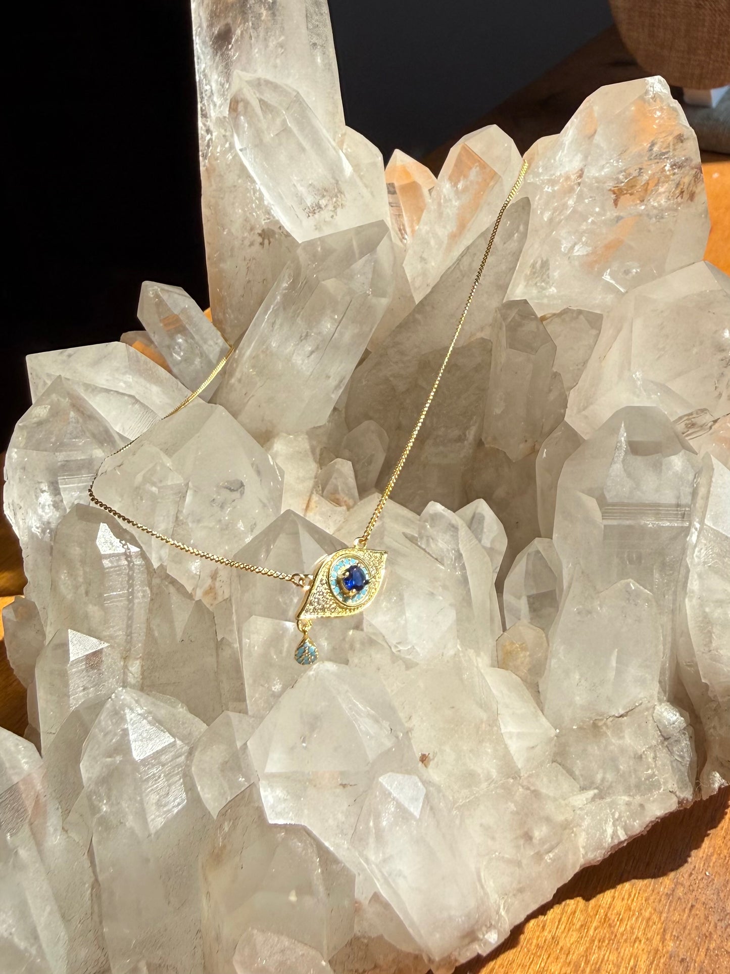 Diamond Tear Necklace Gold