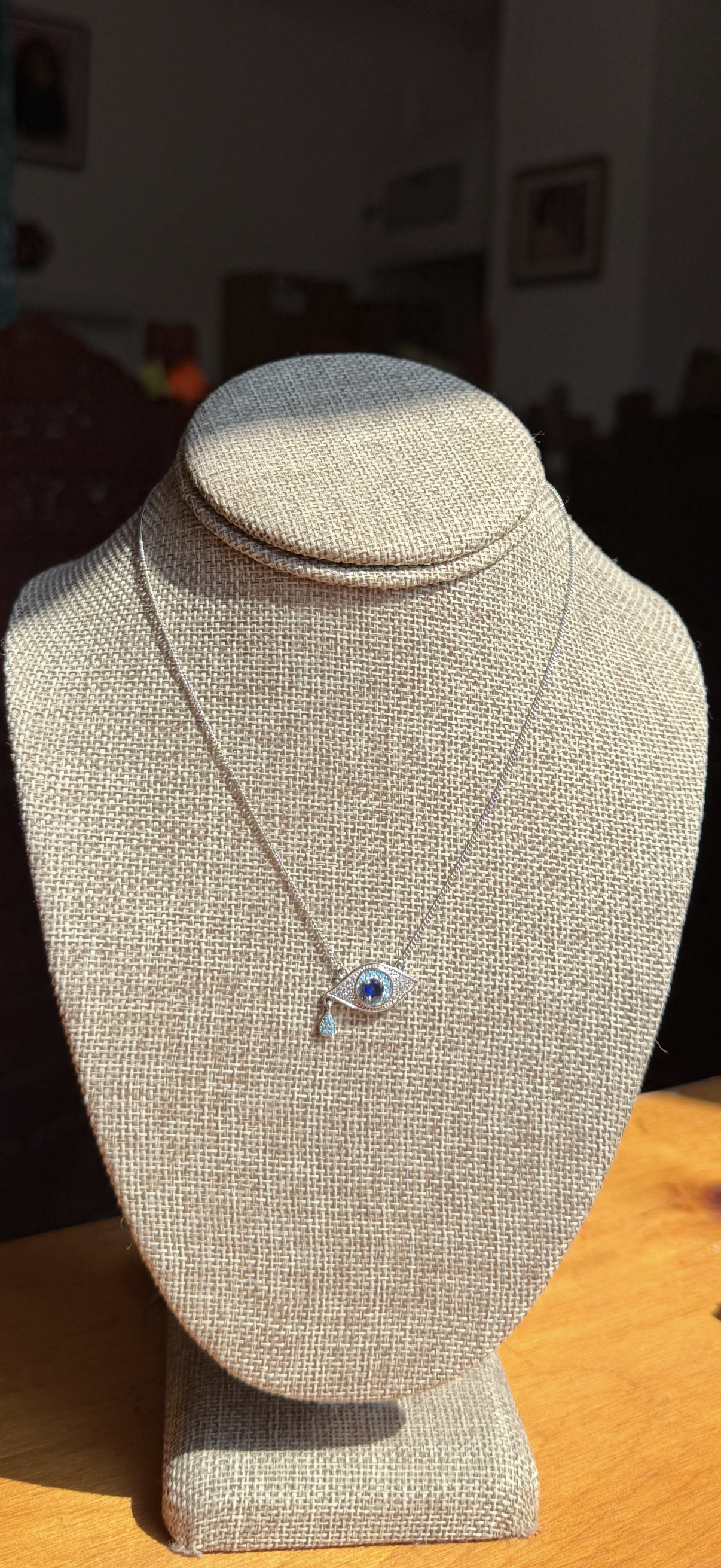 Diamond Tear Necklace Silver