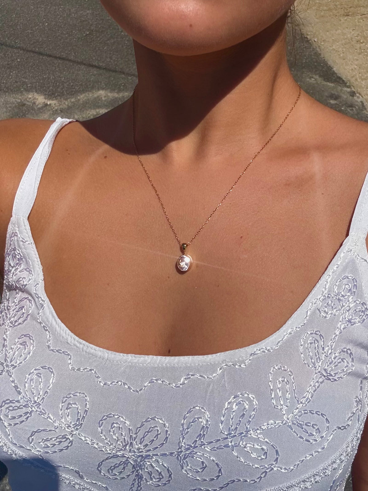 Morganite Faceted Teardrop Necklace Gold Vermeil - alternate view 2