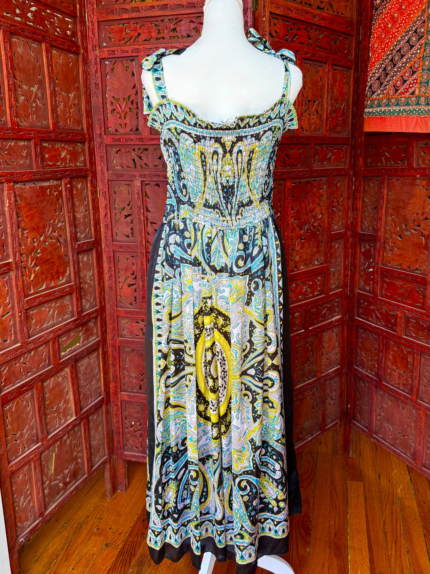 Blue and Yellow Maxi Dress