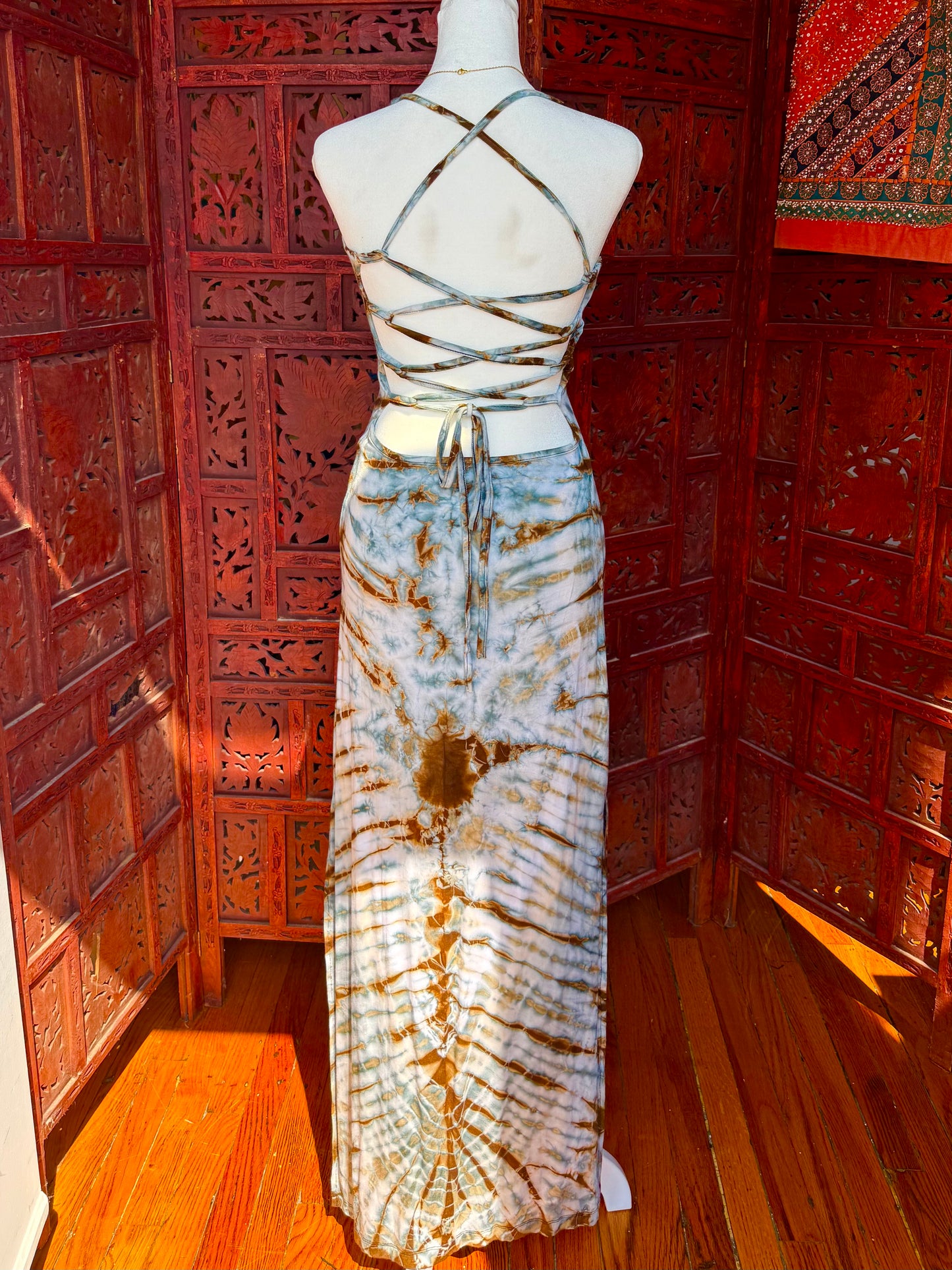 Soft blue Tie-Dye Maxi Dress