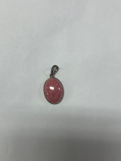 Deep Pink Rhodochrosite Sterling Silver Pendant