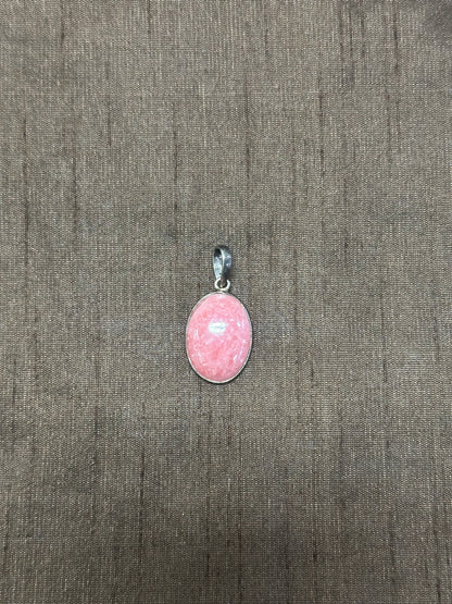 Deep Pink Rhodochrosite Sterling Silver Pendant - alternate view 3