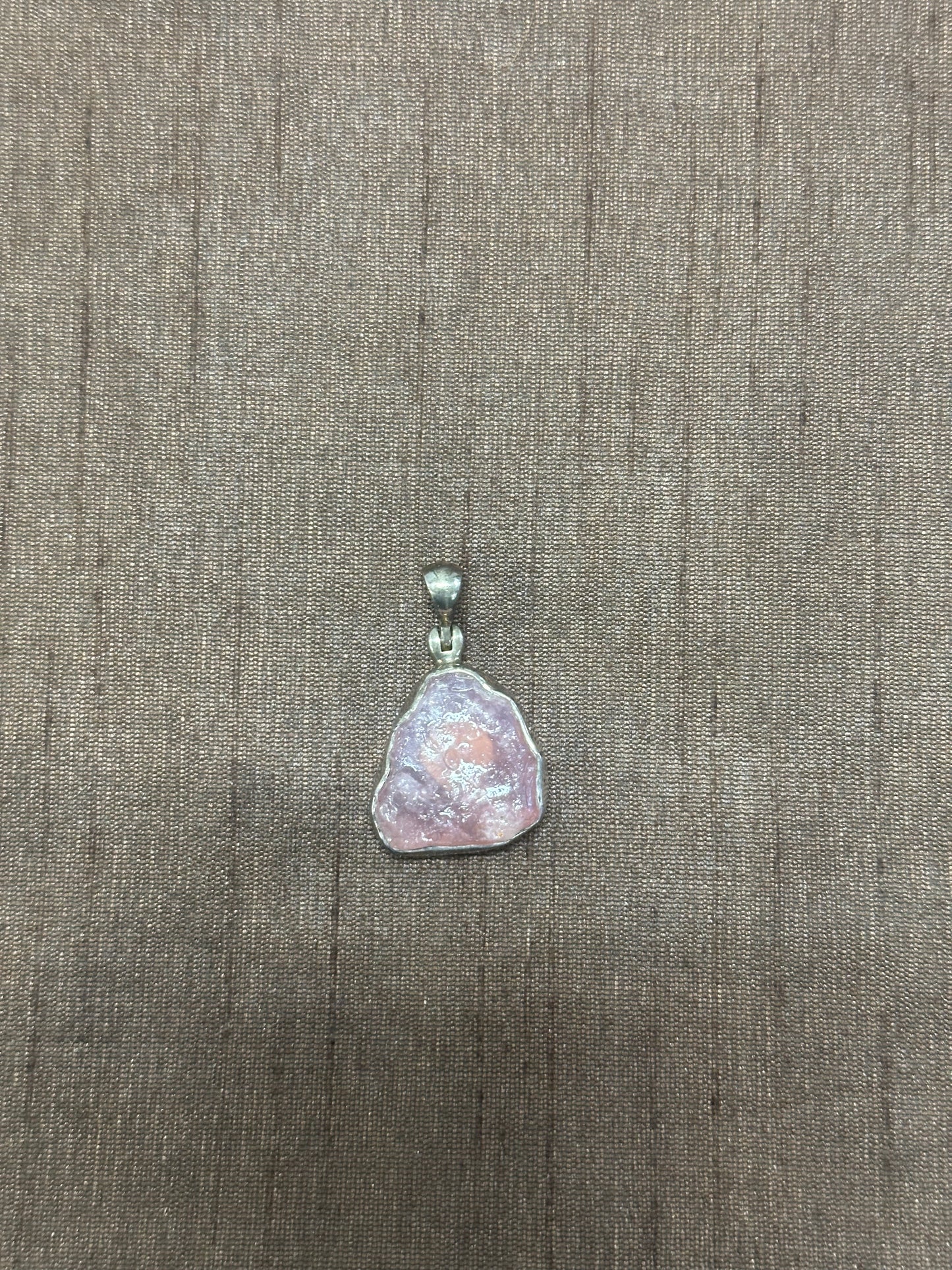 Raw Rose Quartz Sterling Silver Pendant Necklace