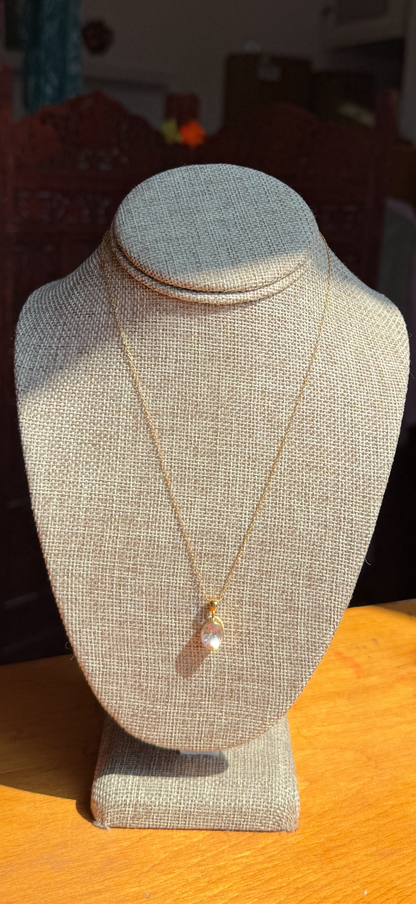 Morganite Faceted Teardrop Necklace Gold Vermeil