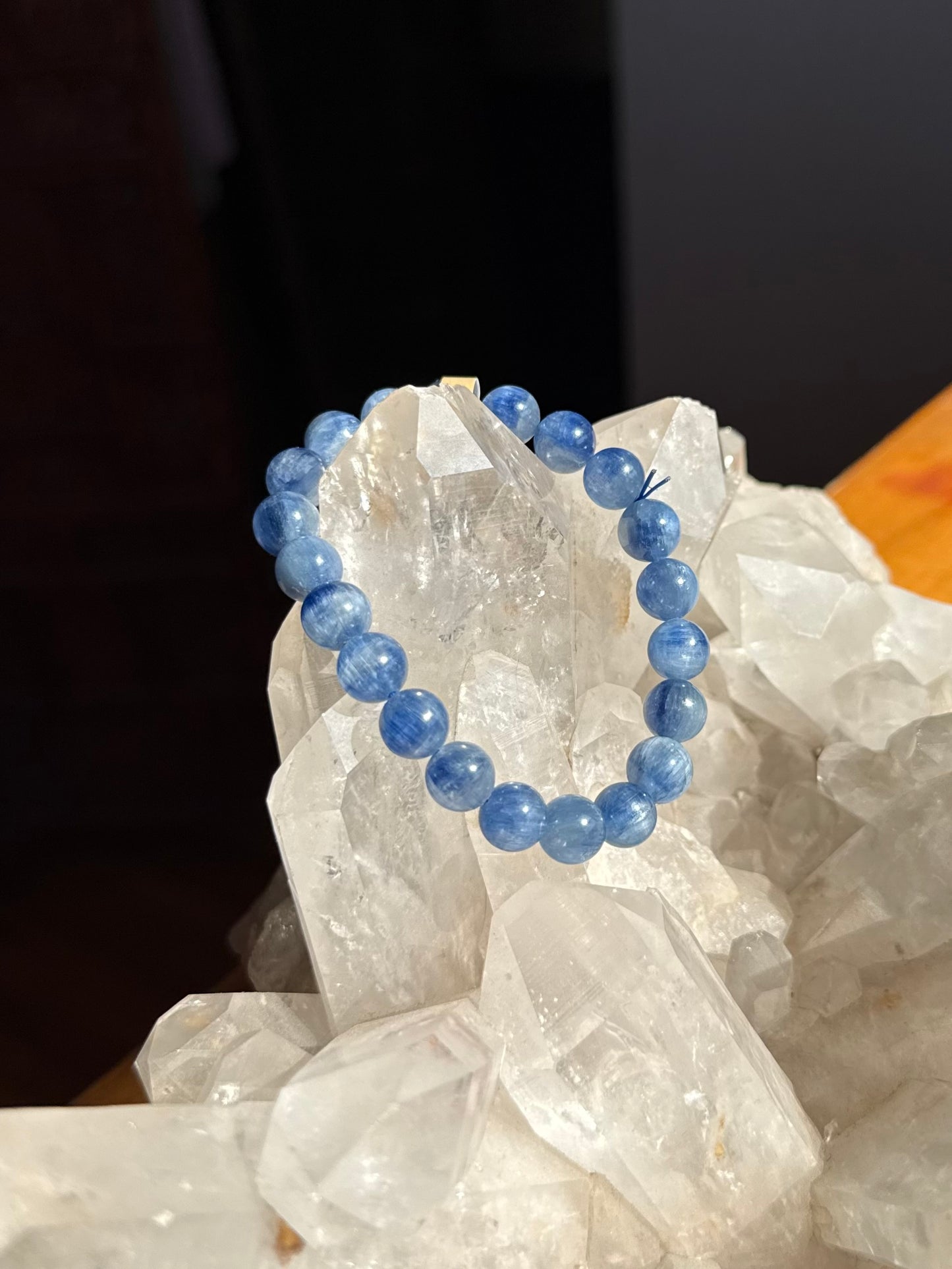 Icey Blue Kyanite beaded bracelet 8mm