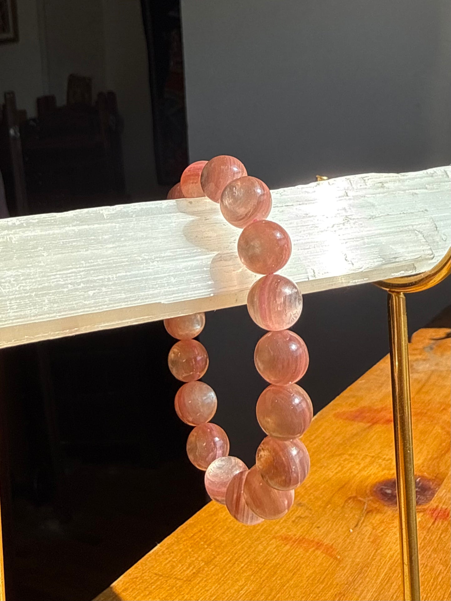 Pink Lepidolite bracelet Rare 9mm
