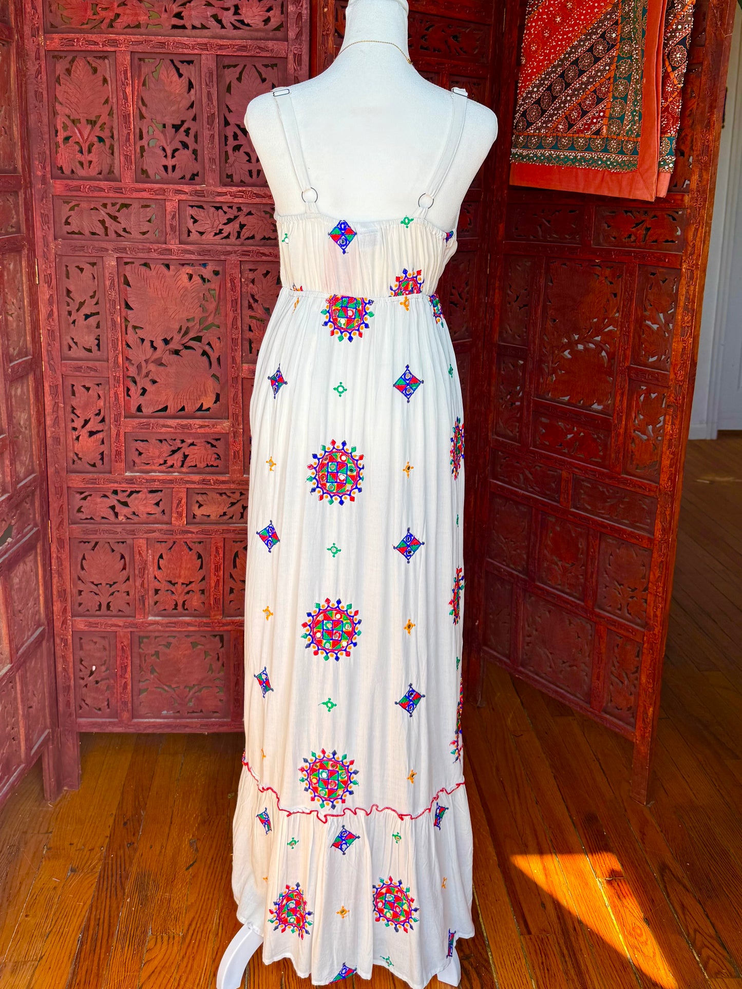 Bohemian Mosaic Embroidered Maxi Dress