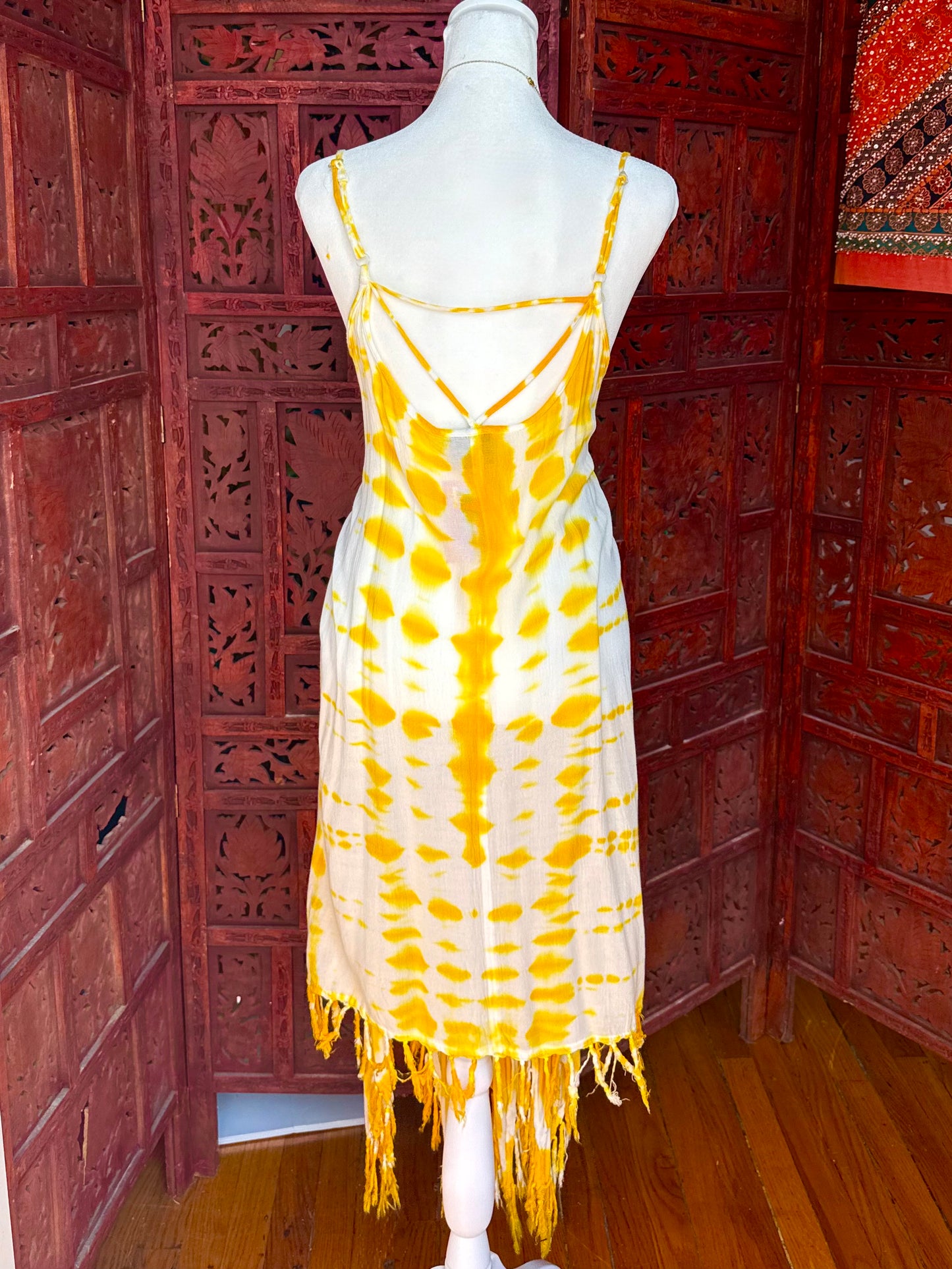 Golden Glow Fringe Dress