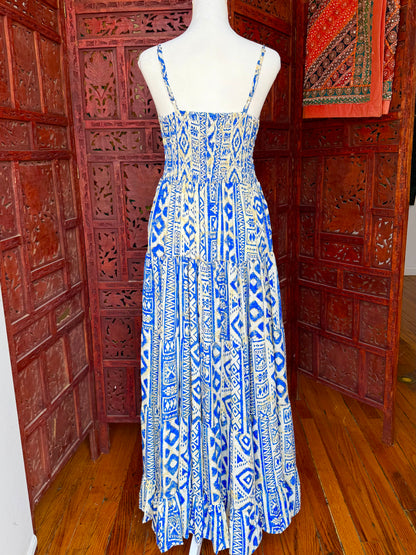 White and Blue Pattern Maxi Dress - alternate view 2