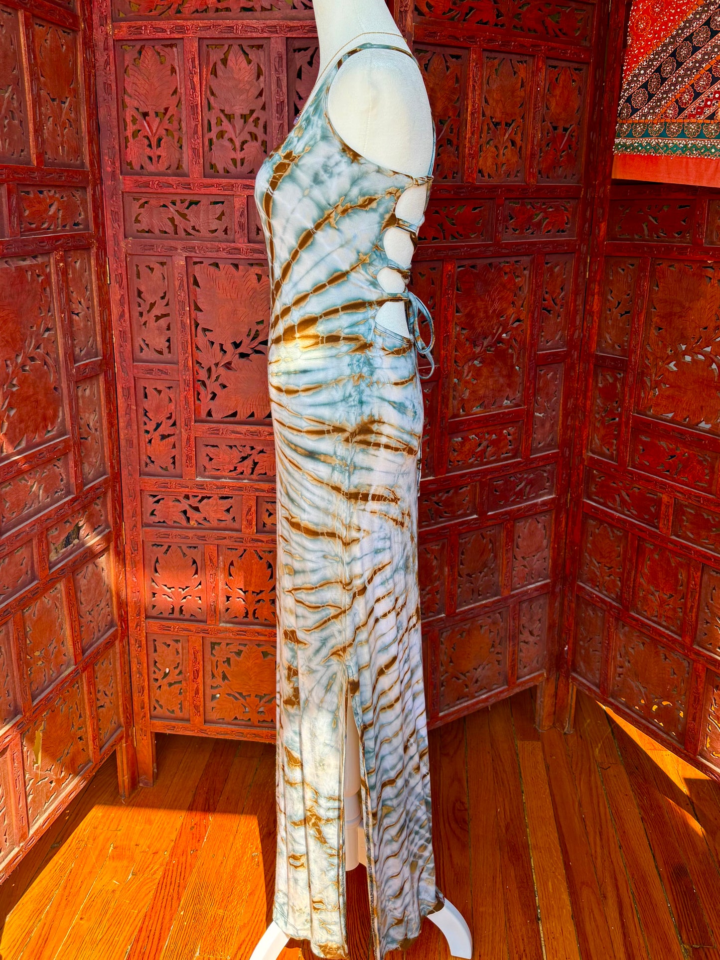Soft blue Tie-Dye Maxi Dress