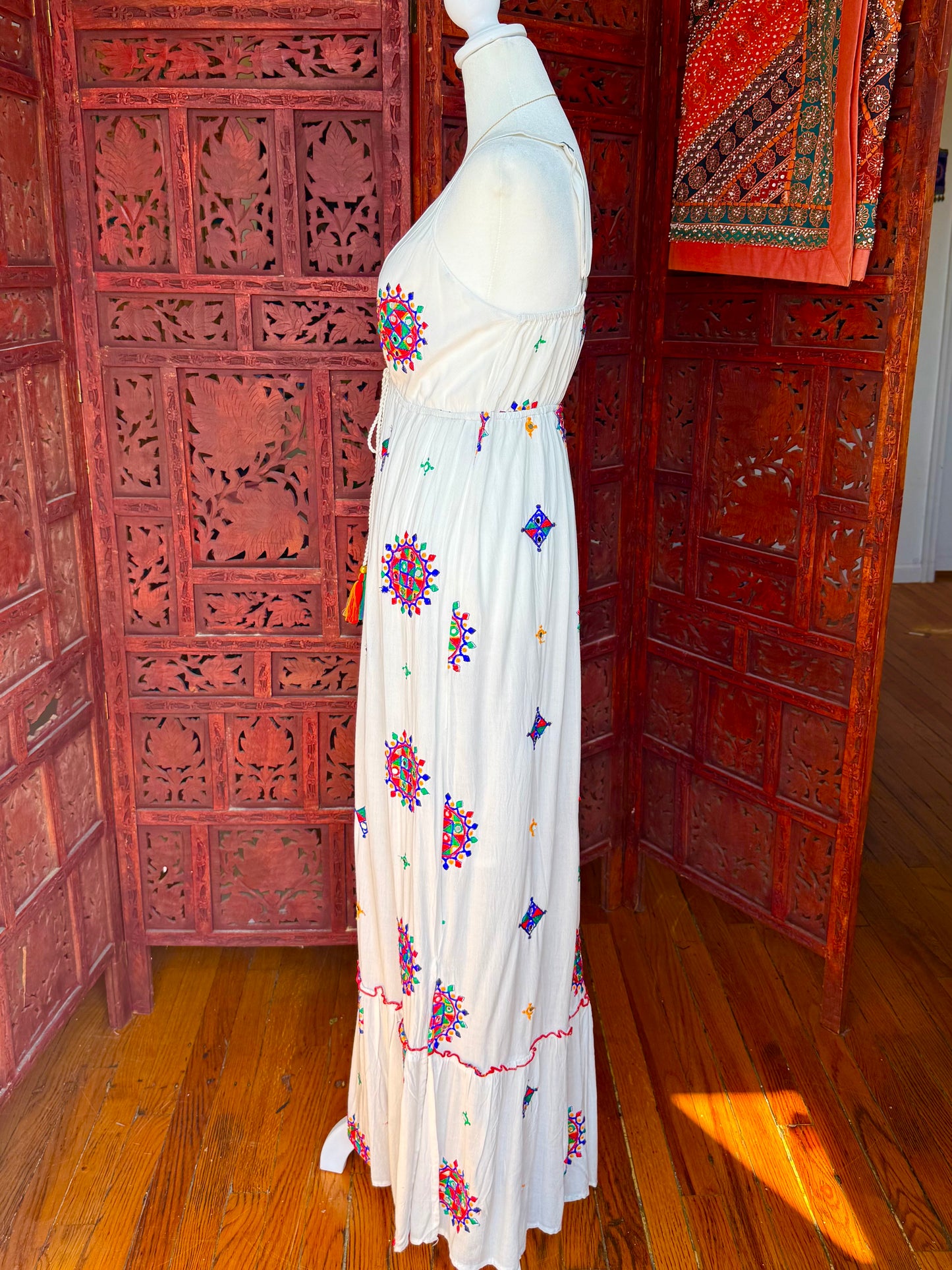 Bohemian Mosaic Embroidered Maxi Dress