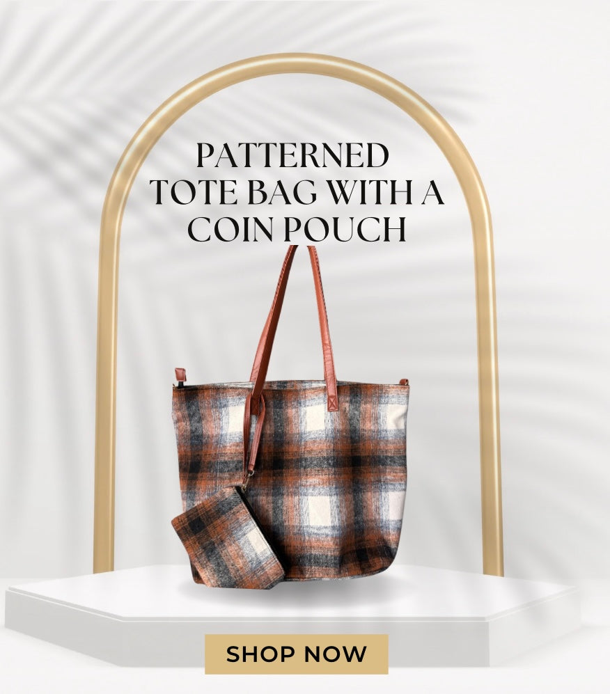 Patterned Tote Bag with A Coin Pouch