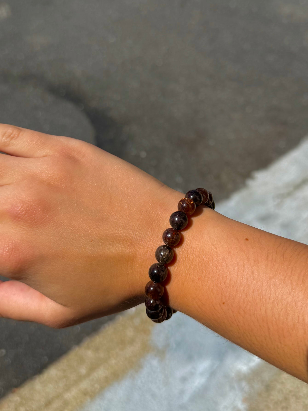 Rare Black Gold Super 7 Beaded Bracelet 8mm - alternate view 2