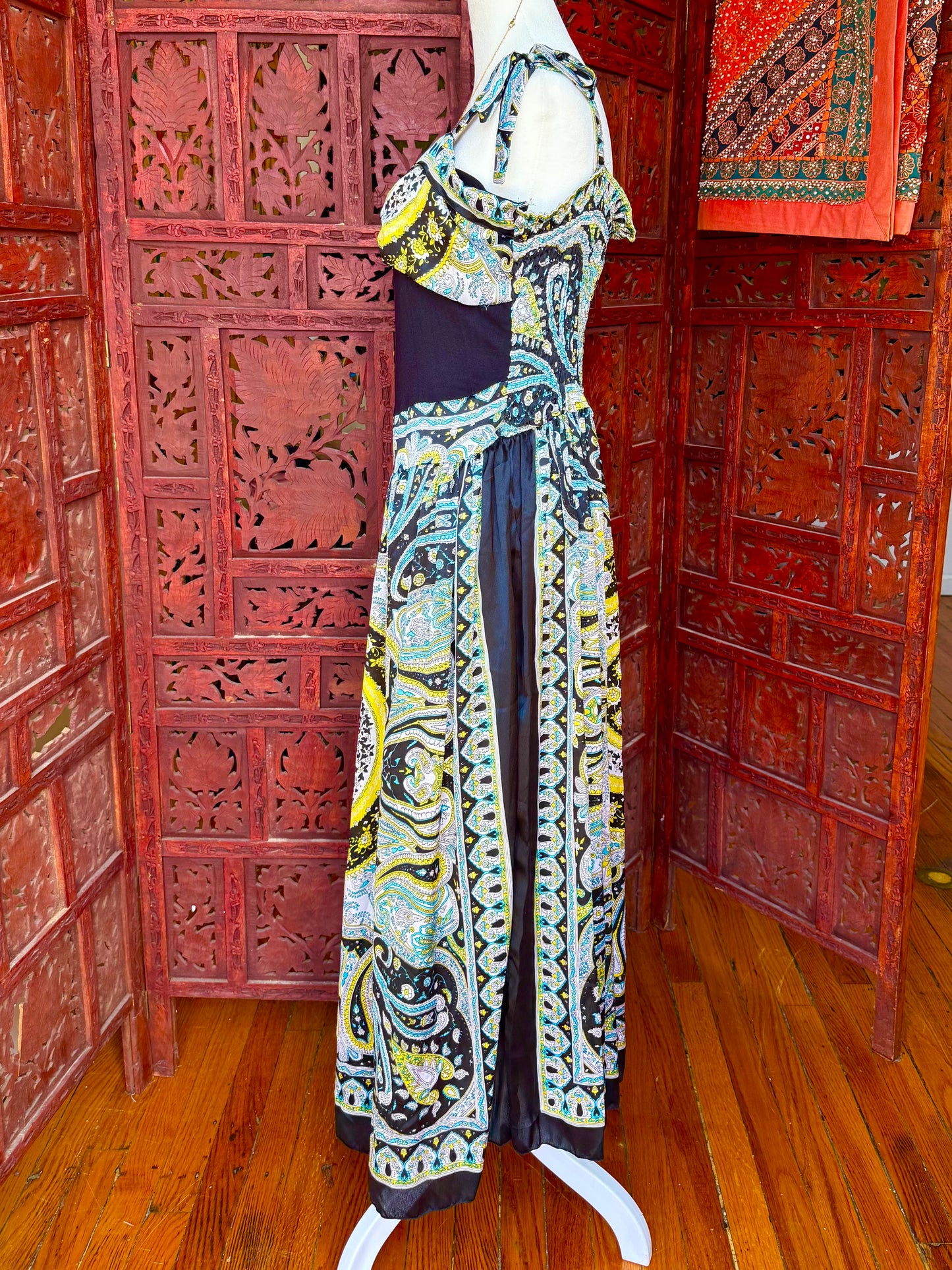 Blue and Yellow Maxi Dress