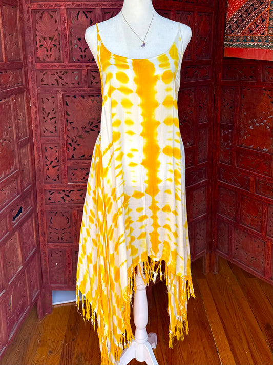Golden Glow Fringe Dress
