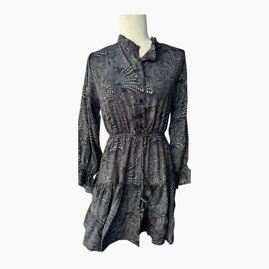 Black and gold print short dress/top
