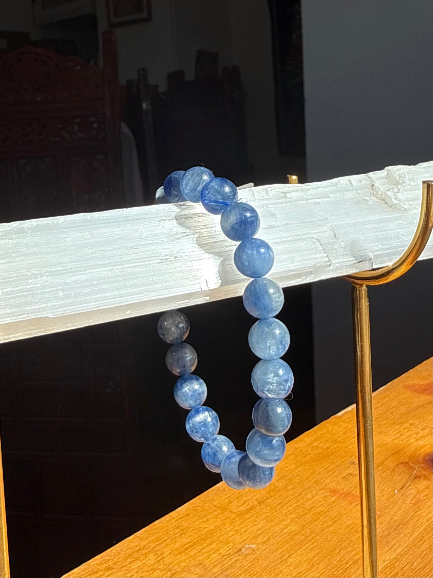 Icey Blue Kyanite beaded bracelet 8mm
