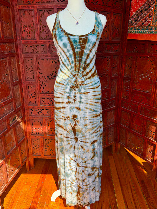 Soft blue Tie-Dye Maxi Dress