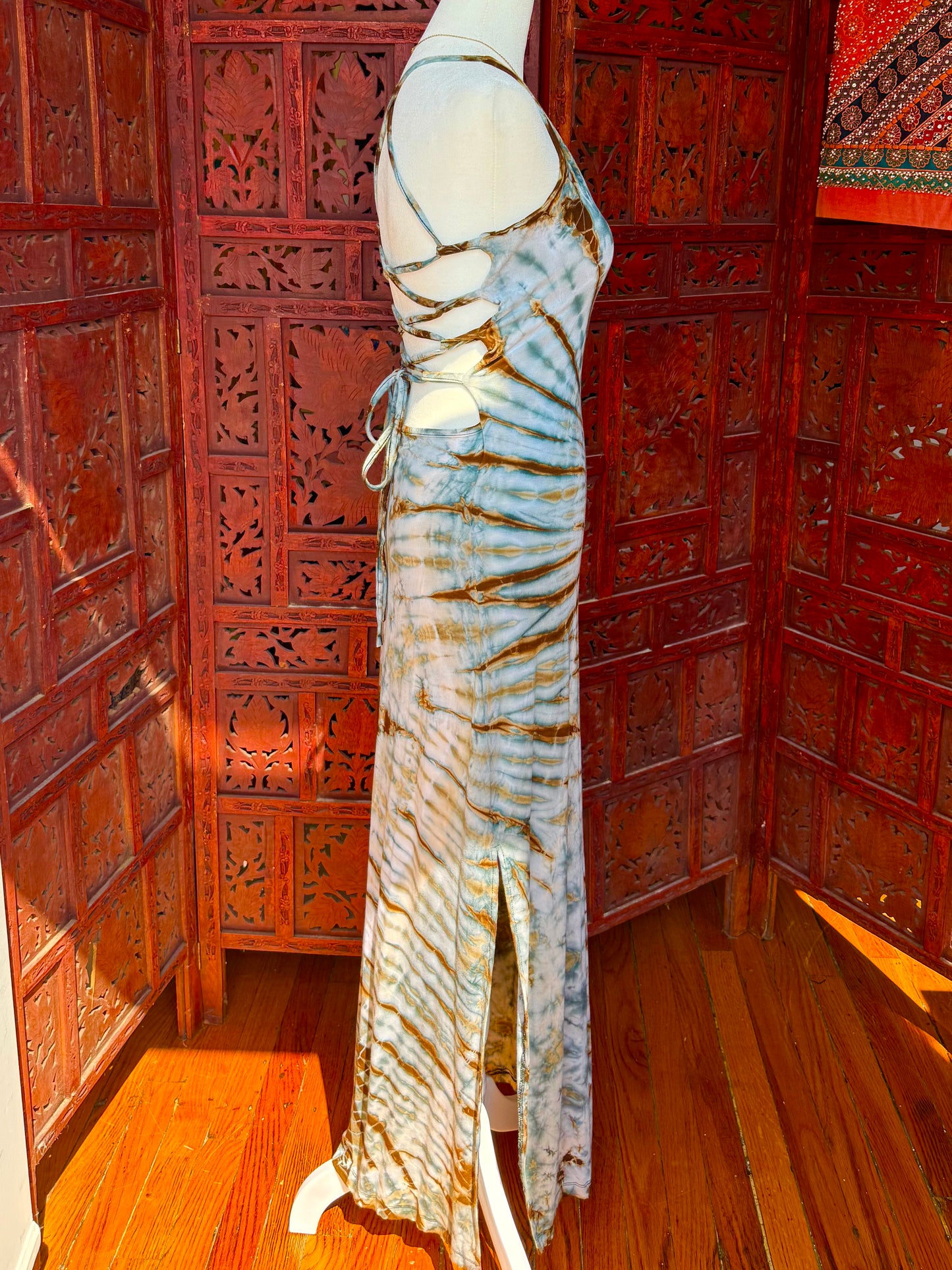 Soft blue Tie-Dye Maxi Dress