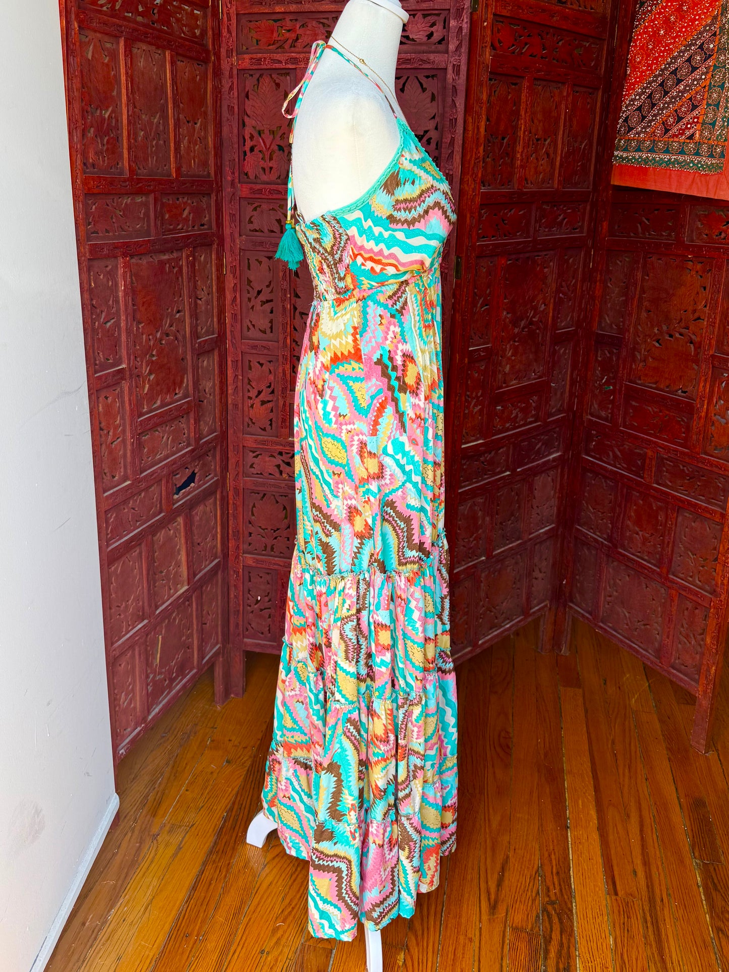 Desert Lagoon Halter Maxi Dress